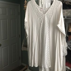 bikini beach cover up white short sleeved