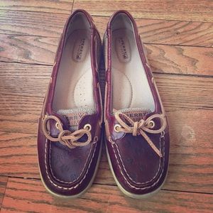 Burgundy sperry boat shoes