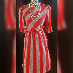 Vintage 1980's Red Striped Dress with pockets! Vintage 1980's Red Striped Dress with pockets!