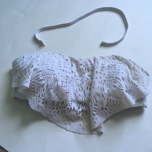 Strapless white Bandeau bathing suit