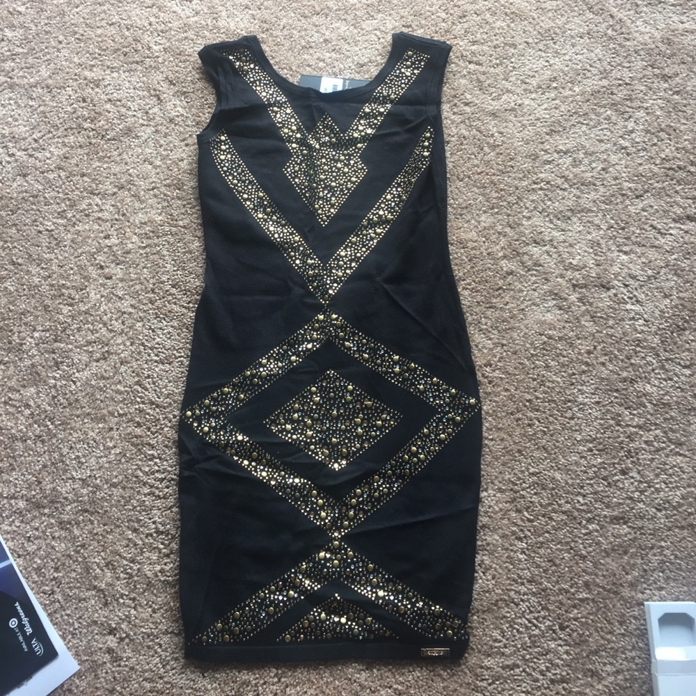 Sexy black and gold short dress