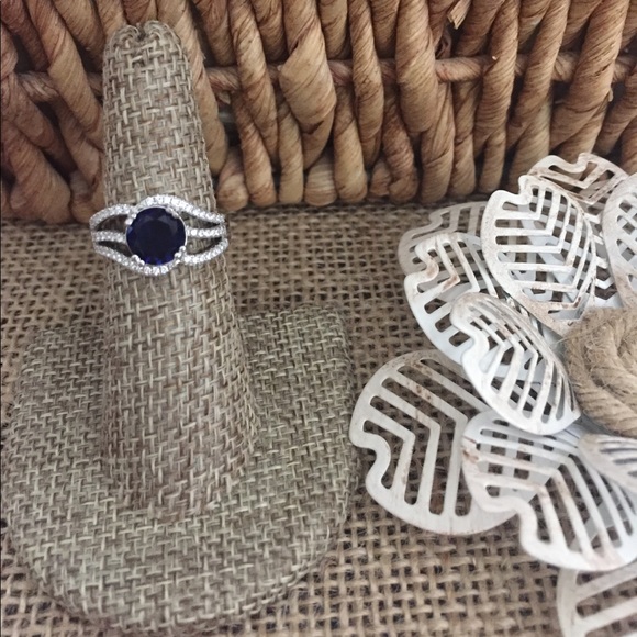 Jewelry - Simulated Sapphire in Sterling silver Sz 6