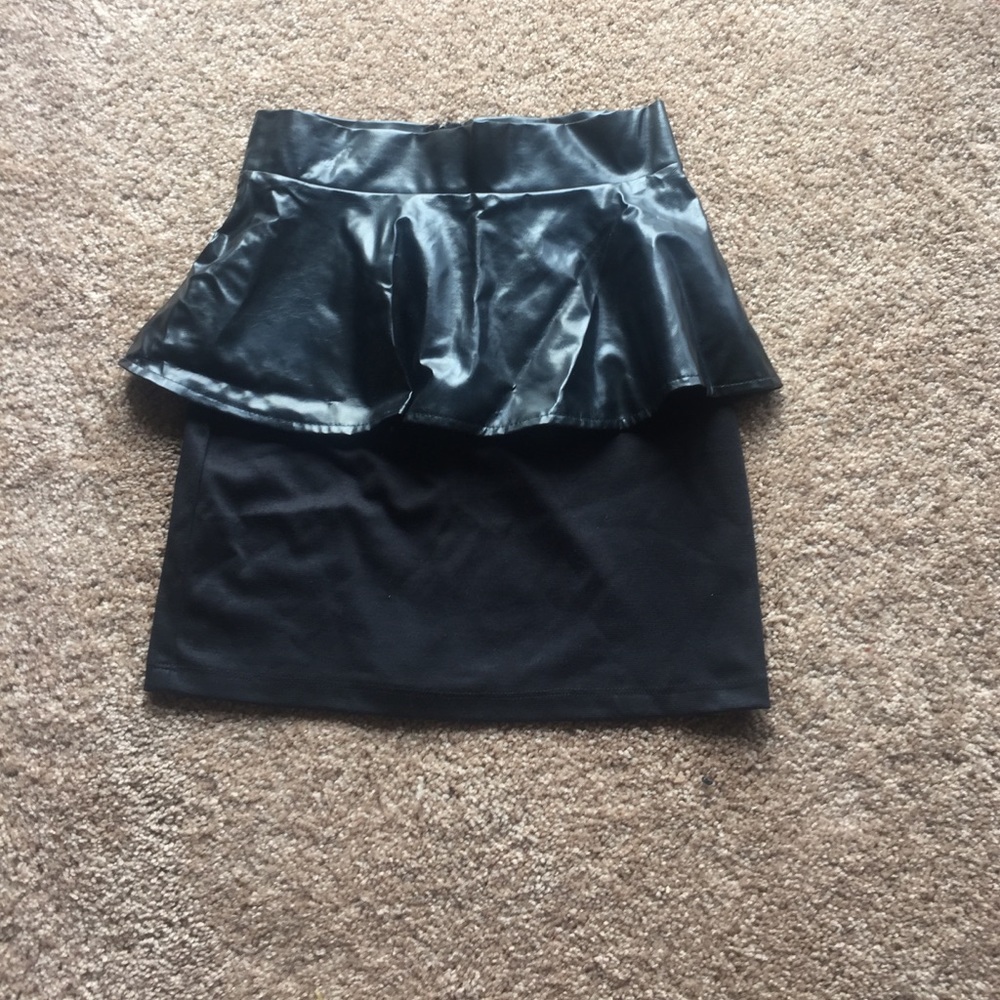 Mini leather/cotton skirt