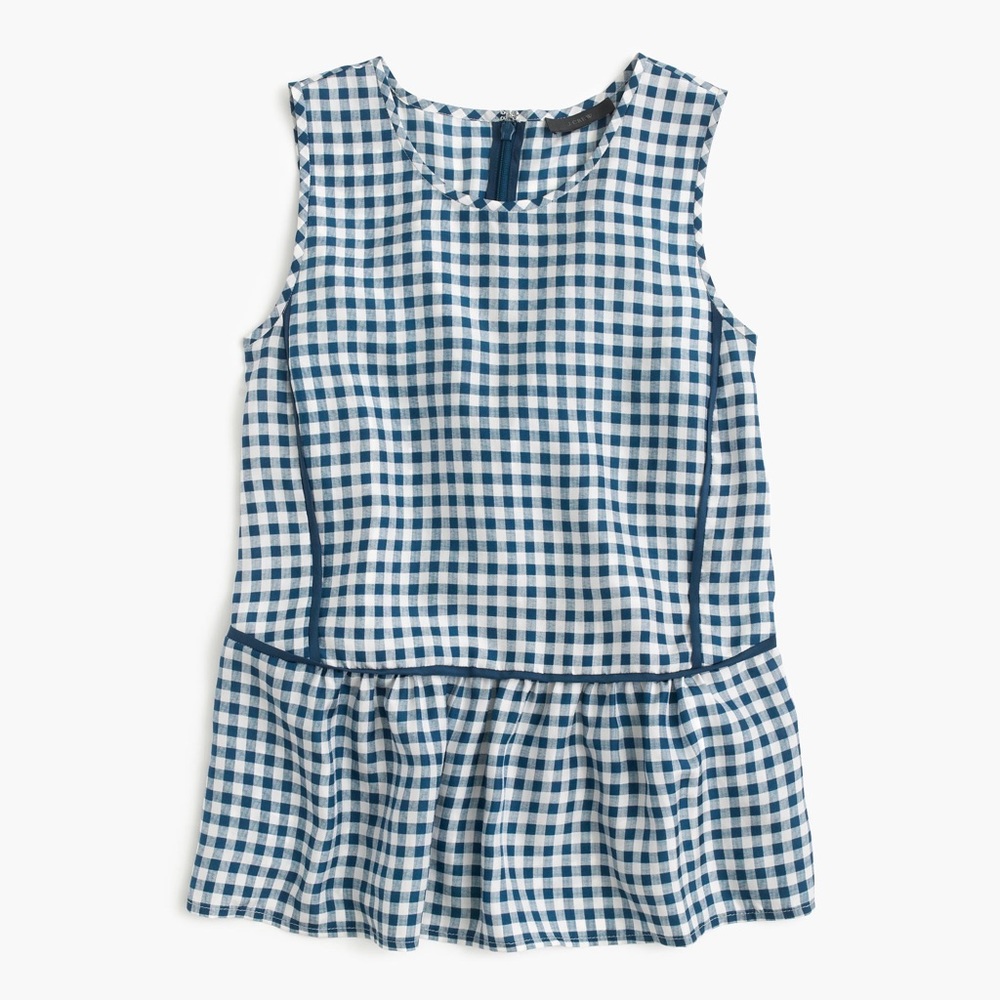 J.Crew silk navy gingham top 12P never worn