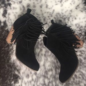 Steve Madden Shoes - Black suede fringe booties size 6 Steve Madden Shoes - Black suede fringe booties size 6