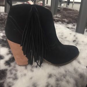 Steve Madden Shoes - Black suede fringe booties size 6 Steve Madden Shoes - Black suede fringe booties size 6