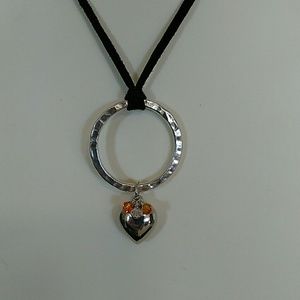 Silver Circle Heart Necklace/Choker