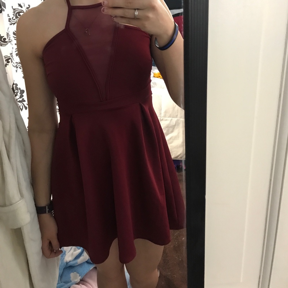 Formal red shirt dress