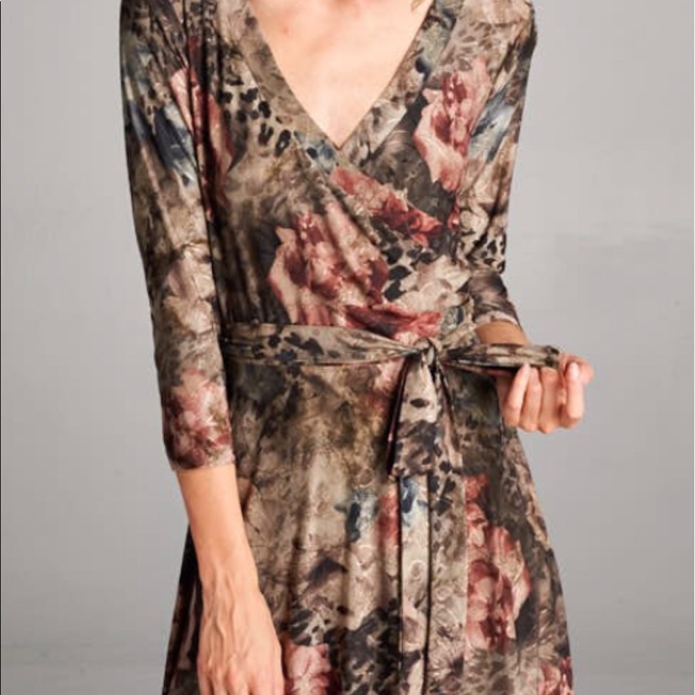 Gorgeous faux wrap maxi in taupe- - Picture 2 of 2