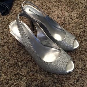 Silver sparkle heels