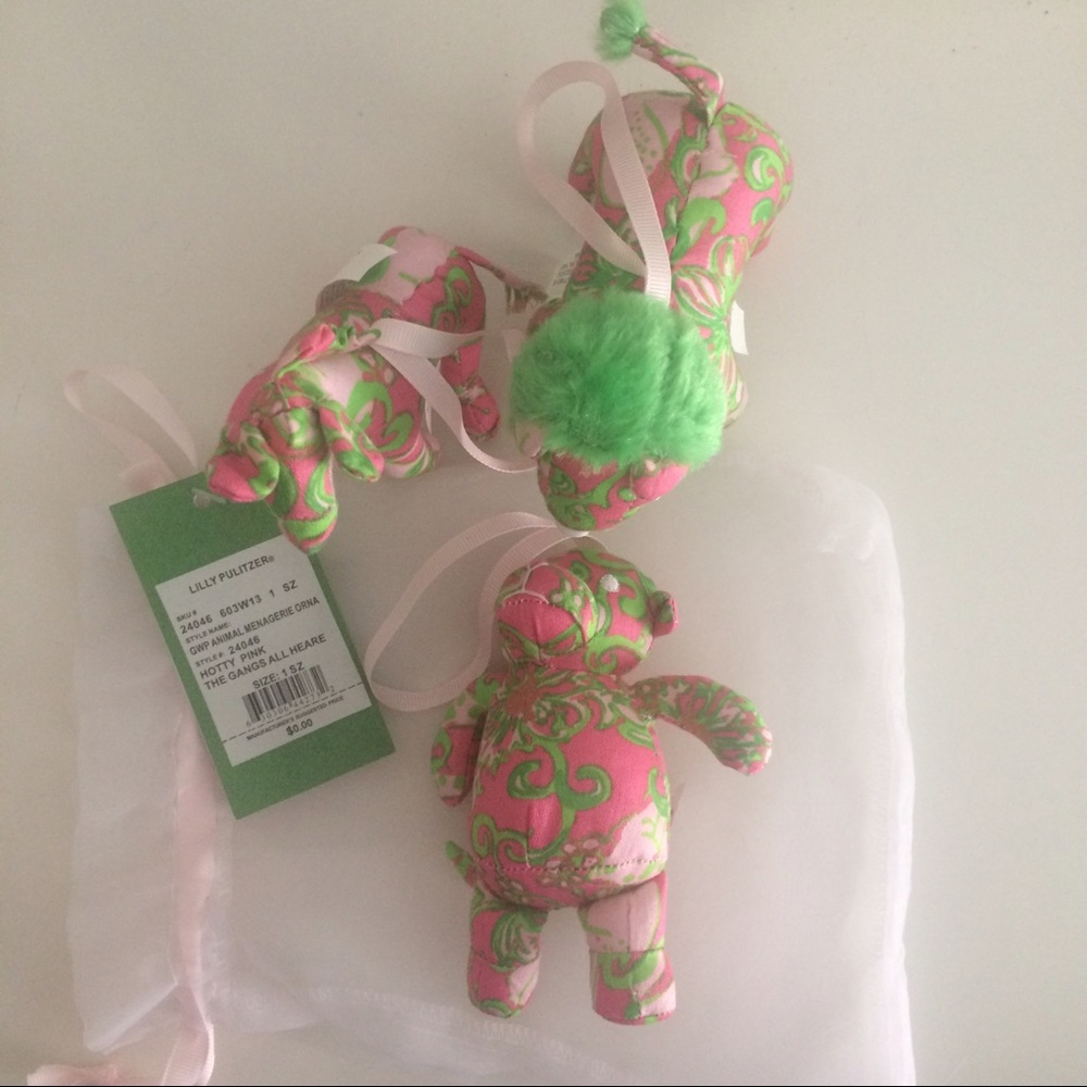 Lilly Pulitzer Animal Ornaments Hotty Pink