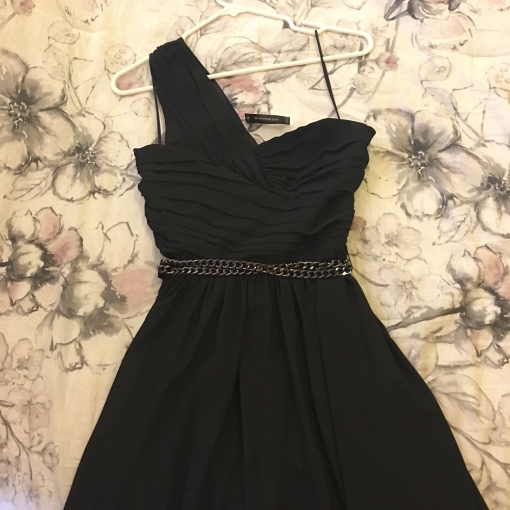 One shoulder black Express cocktail dress