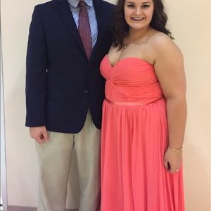 Strapless Coral Formal Dress