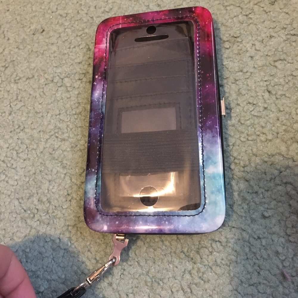 Cute phone holder and card holder. With a strap