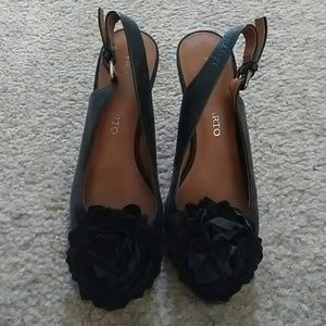 Franco Sarto Black rose wedge sandal