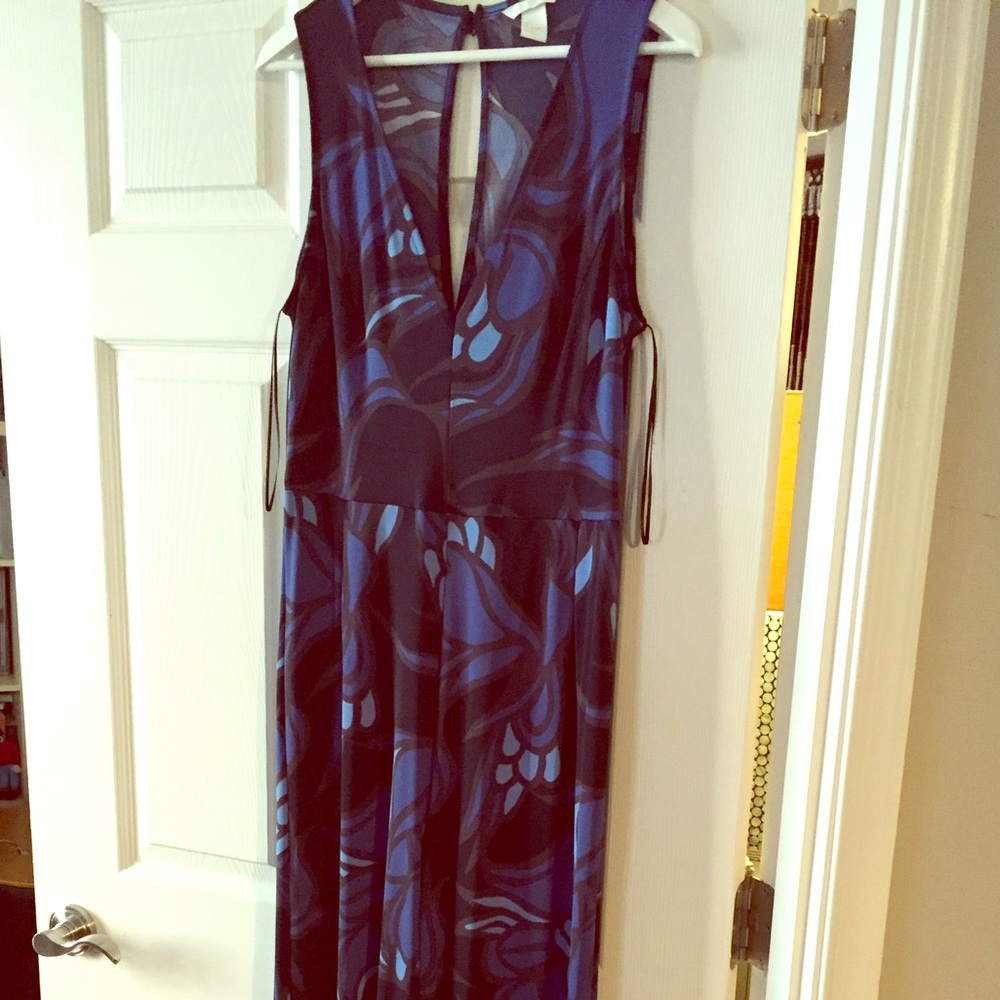 H&M sleeveless jumpsuit - retro pattern- blues