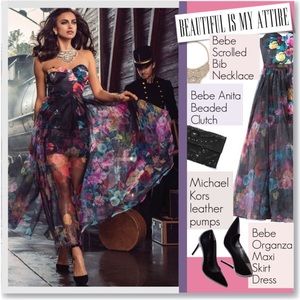 BEBE organza maxi skirt dress 6 NWT