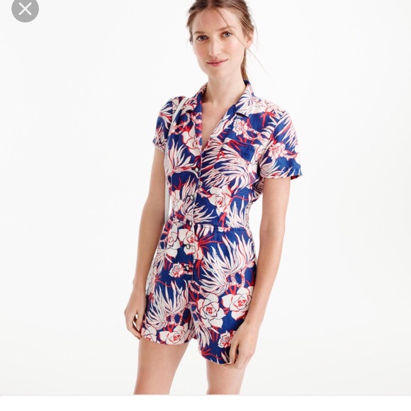 New lower price- JCrew Retro Floral Romper size 00 - Picture 2 of 8