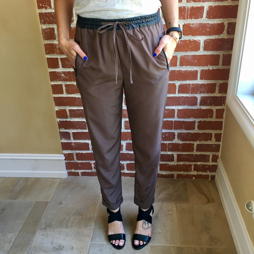 ‼️LAST CHANCE‼️ Brown faux Leather Joggers