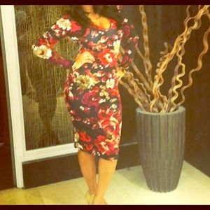 Long sleeve floral midi dress