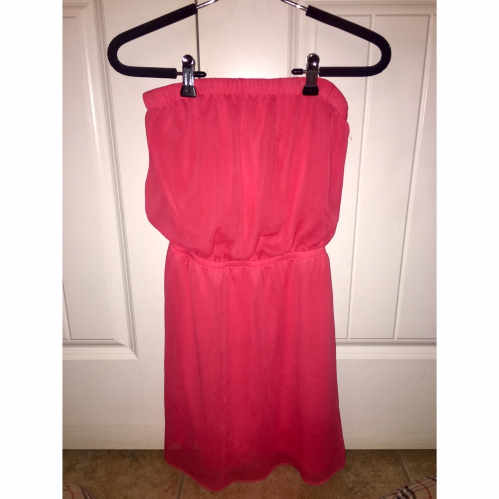 Express peach strapless dress