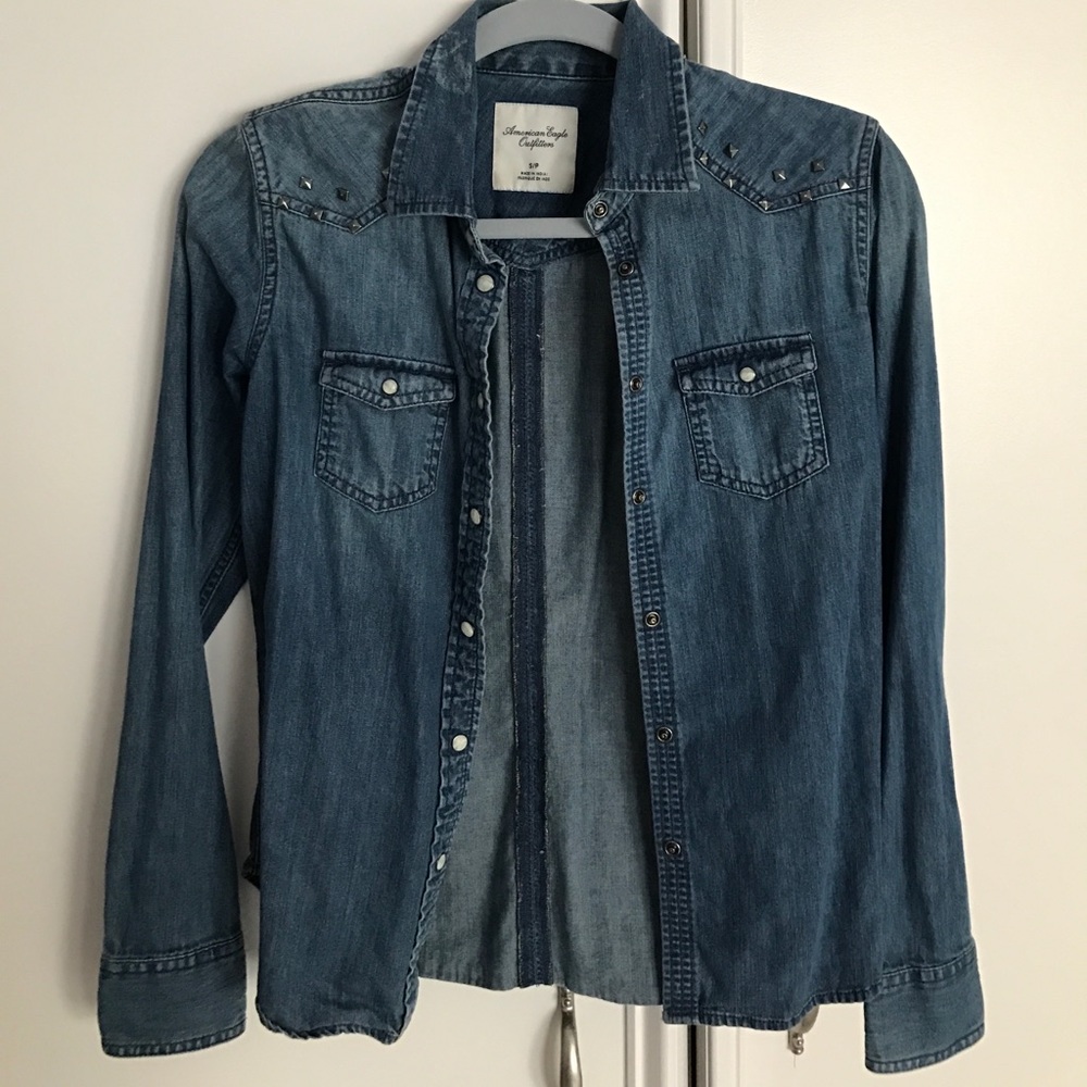 Denim long sleeve top - Picture 1 of 7