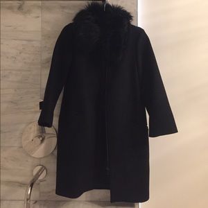 Zara fur collar black coat