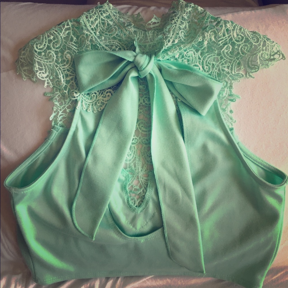 Original Hand-Made Lace Seafoam Top