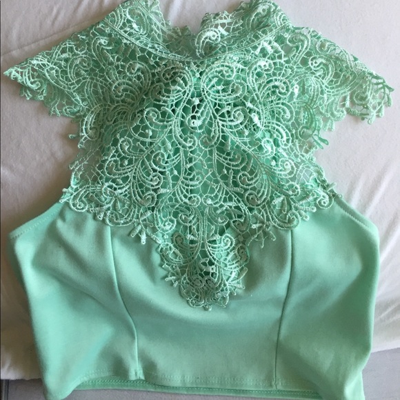 Original Hand-Made Lace Seafoam Top - Picture 2 of 4
