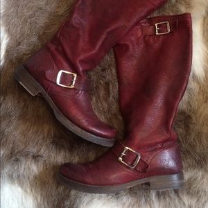 Red knee high Frye boots size 6