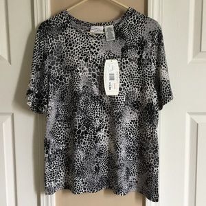 Short sleeve White Stag 1x 16w blk animal print