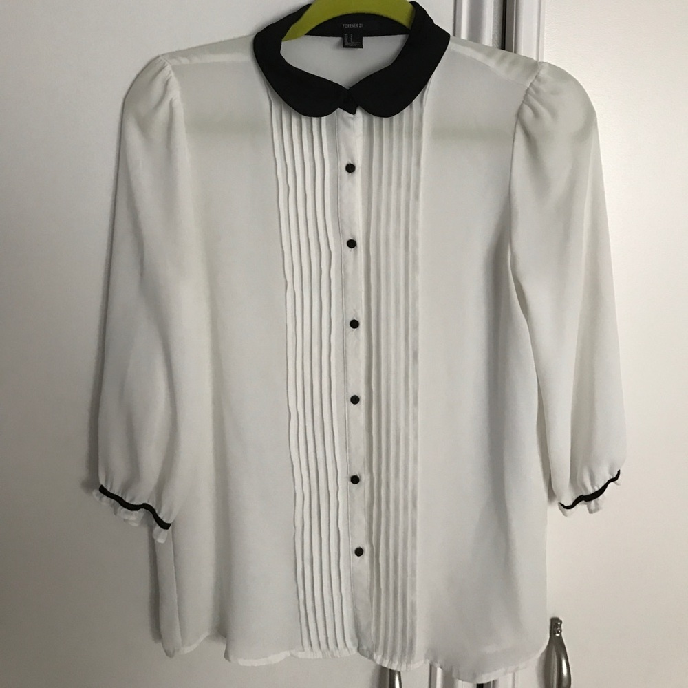 White and black button down