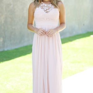 NWT Blush Crochet Maxi Dress with Open Back