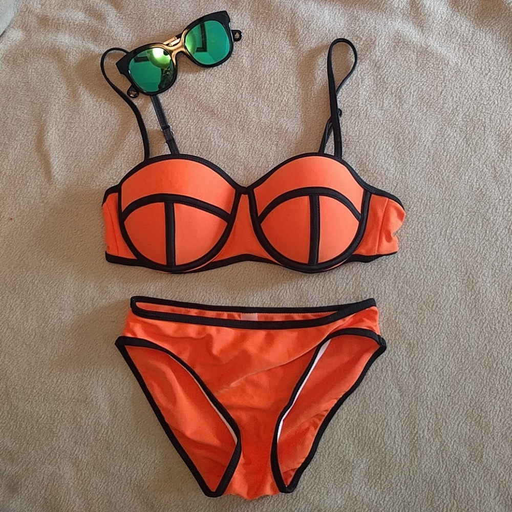 Orange Neoprene Contrast Bikini
