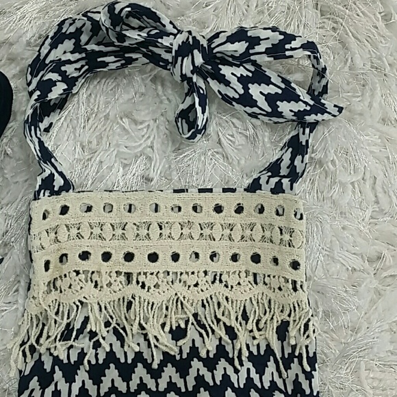 💞SOLD 💞Blue and white Chevron Romper. Kids - Picture 2 of 5