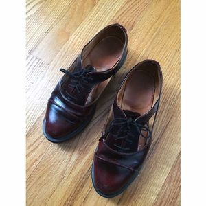 Dr. Martens burgundy cut out oxfords