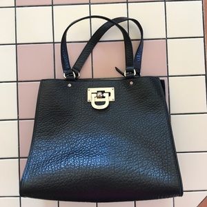 Women DKNY Black Leather Tote Shopper Pebbled