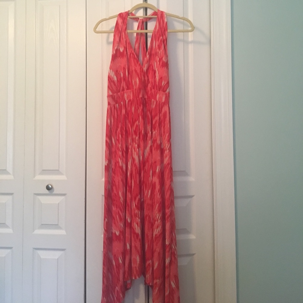 Pink and white halter dress