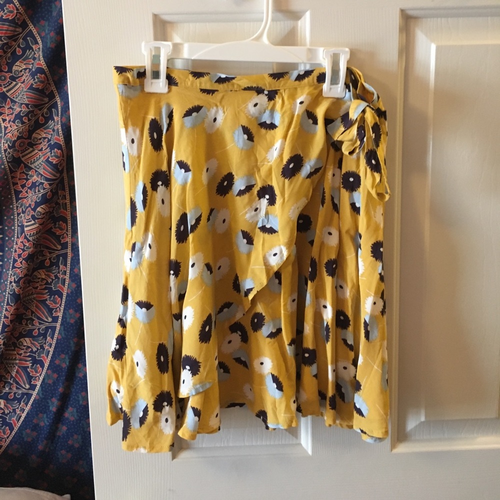 Yellow Floral Wrap Skirt