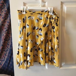 Yellow Floral Wrap Skirt