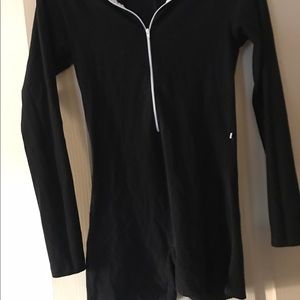 Black microfiber long sleeve biketard