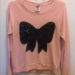 Pink and black bow sweater