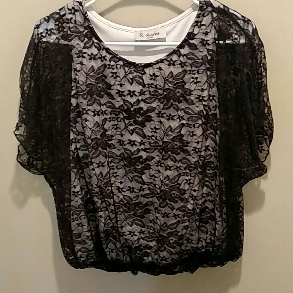 Black Lace and White Top
