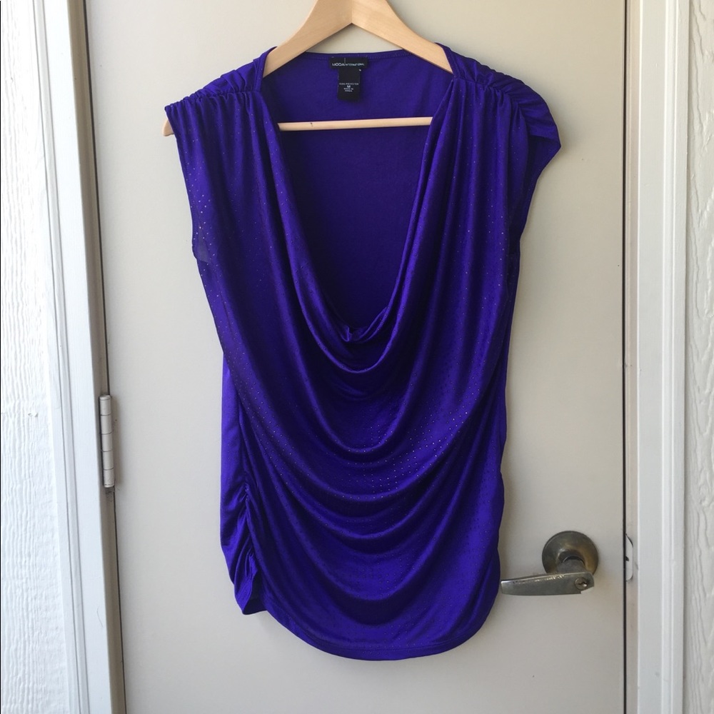 VS - gorgeous purple draping sleeveless blouse