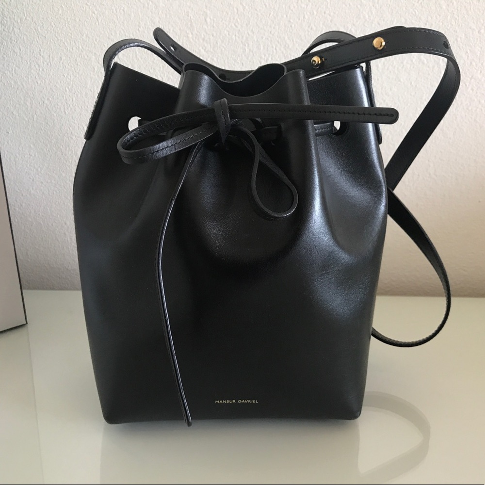 Authentic mini Mansur Gavriel Bucket Bag in black