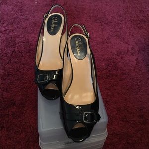 Black patent leather shoe