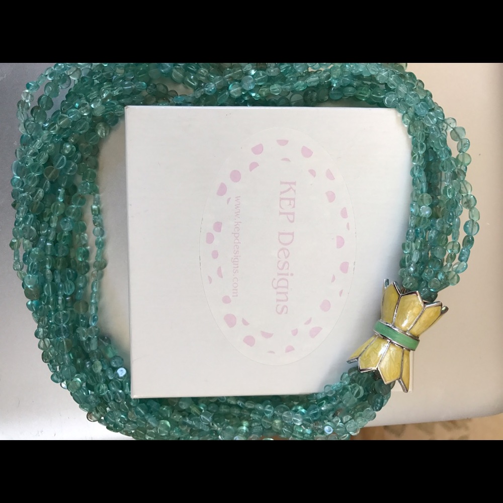 KEP Designs Turquoise Bead Necklace w Tulip Clasp
