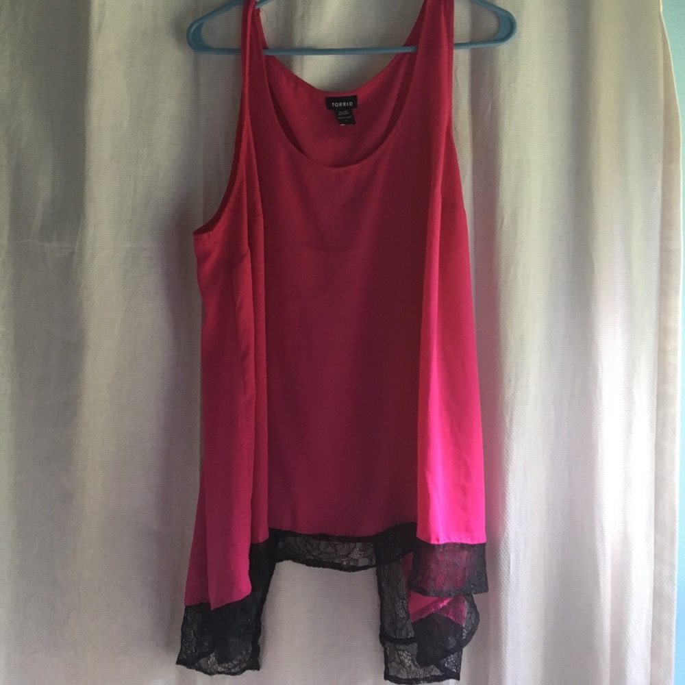 Torrid chiffon and lace blouse