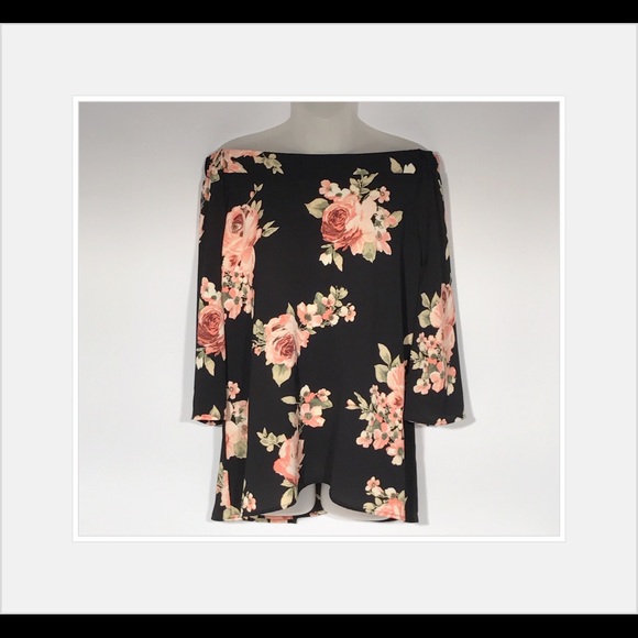 Tops - CLEARANCE Floral Off the Shoulder Bell Sleeve Top
