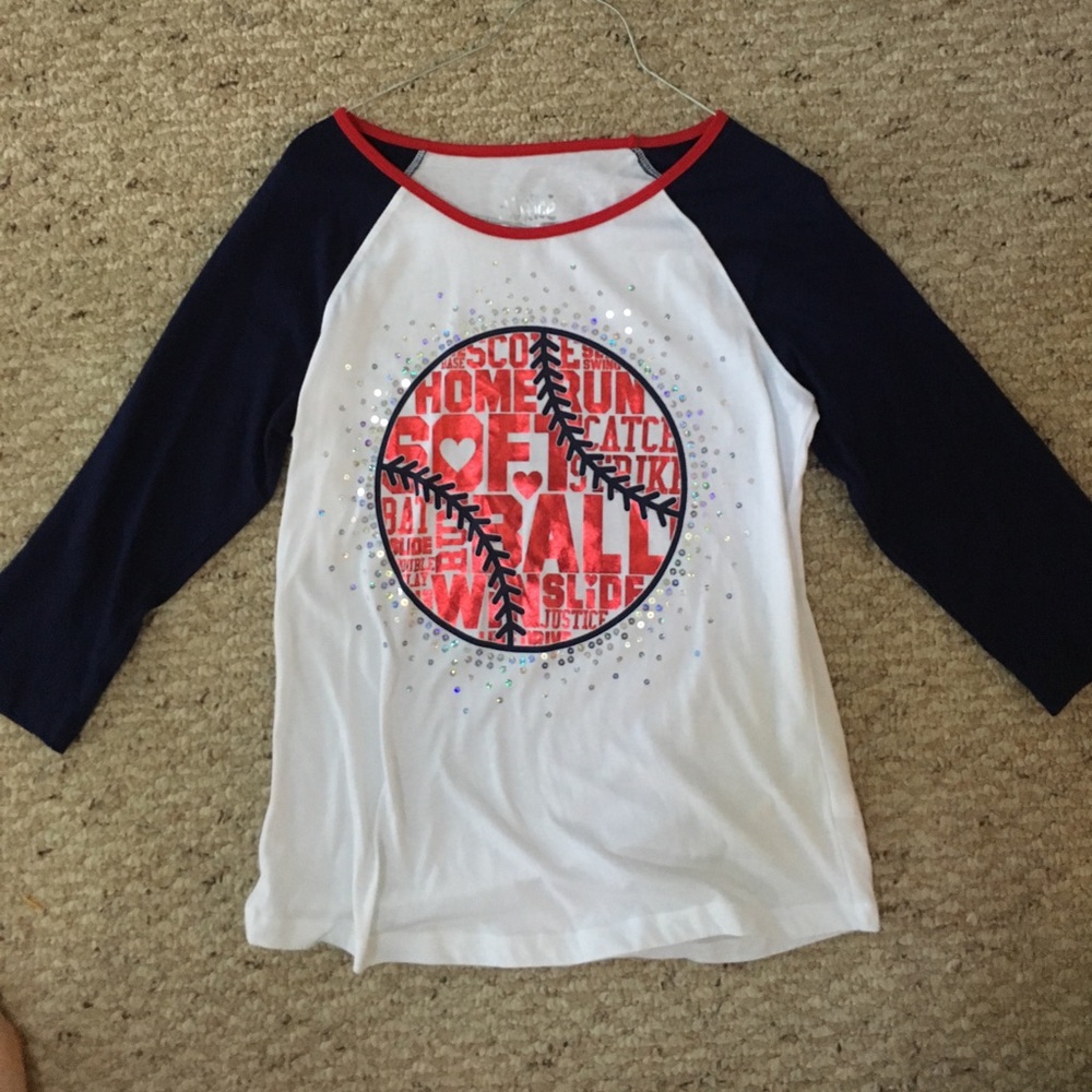 Kids size 18 justice softball shirt
